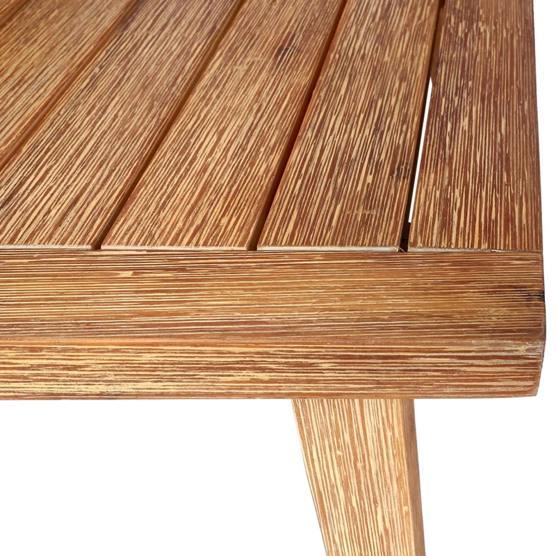 Salon de jardin canapé et table cadre en bois d'acacia et acier coussins gris foncé corde en maille 04_0008319