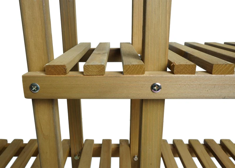 Étagère à plantes escalier support à fleurs 5 étagères 95 x 105 x 25 cm extérieur bois de sapin marron 04_0008697
