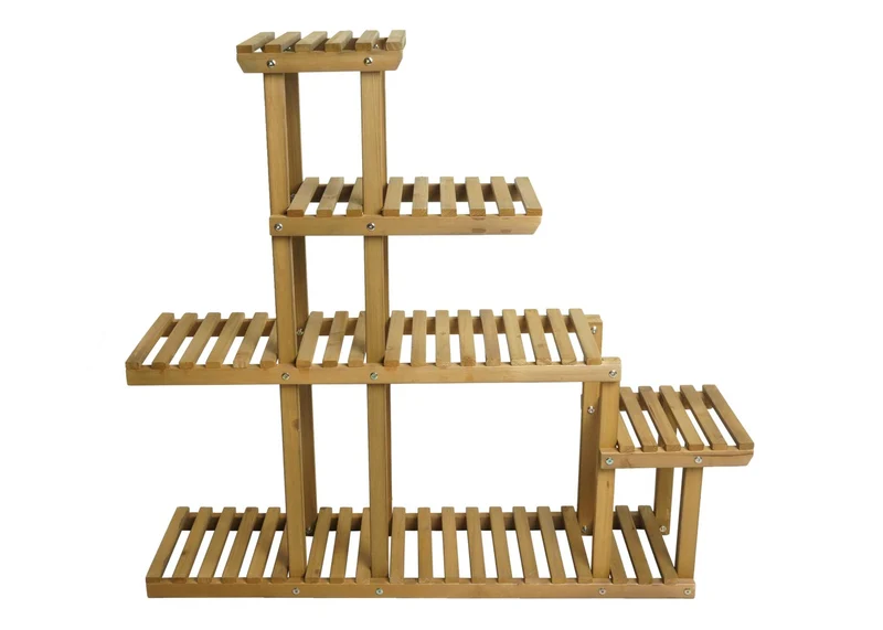 Étagère à plantes escalier support à fleurs 5 étagères 95 x 105 x 25 cm extérieur bois de sapin marron 04_0008697
