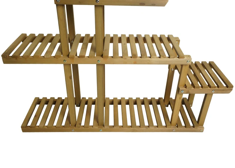 Étagère à plantes escalier support à fleurs 5 étagères 95 x 105 x 25 cm extérieur bois de sapin marron 04_0008697