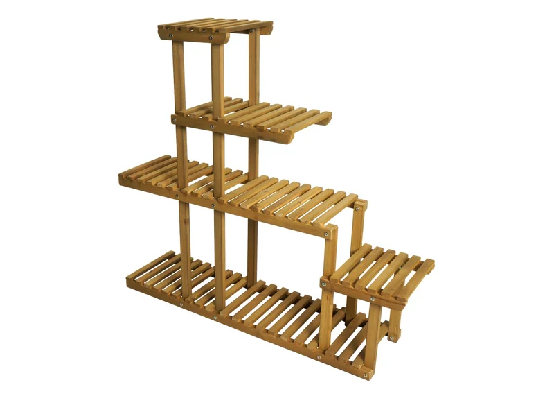 Étagère à plantes escalier support à fleurs 5 étagères 95 x 105 x 25 cm extérieur bois de sapin marron 04_0008697