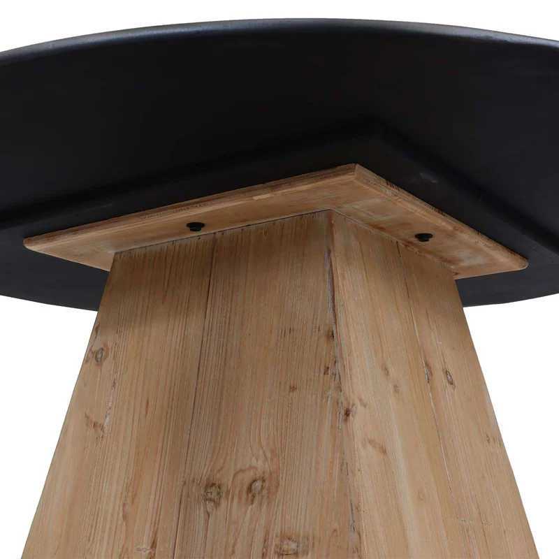 Table à manger ronde design industriel en bois et MDF 74 x 120 cm naturel aspect métal 04_0008567
