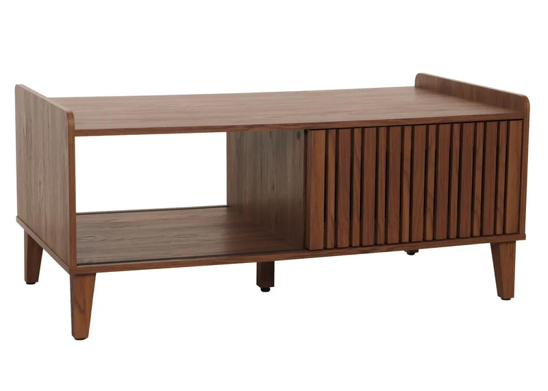 Table basse 2 compartiments de rangement et 1 tiroir en bois de manguier 52x114x59 cm tiroir gris foncé 04_0008456