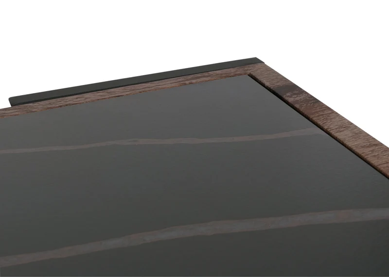 Table basse table de salon 43x120x64 cm pierre frittée aspect marbre bois noir marron foncé 04_0008447