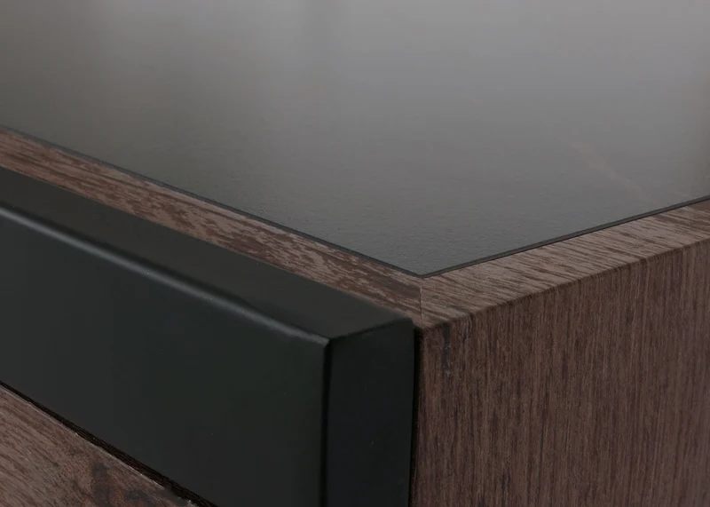 Table basse table de salon 43x120x64 cm pierre frittée aspect marbre bois noir marron foncé 04_0008447