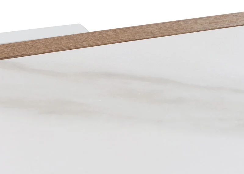 Table basse table de salon 43x120x64 cm pierre frittée aspect marbre blanc bois naturel 04_0008446