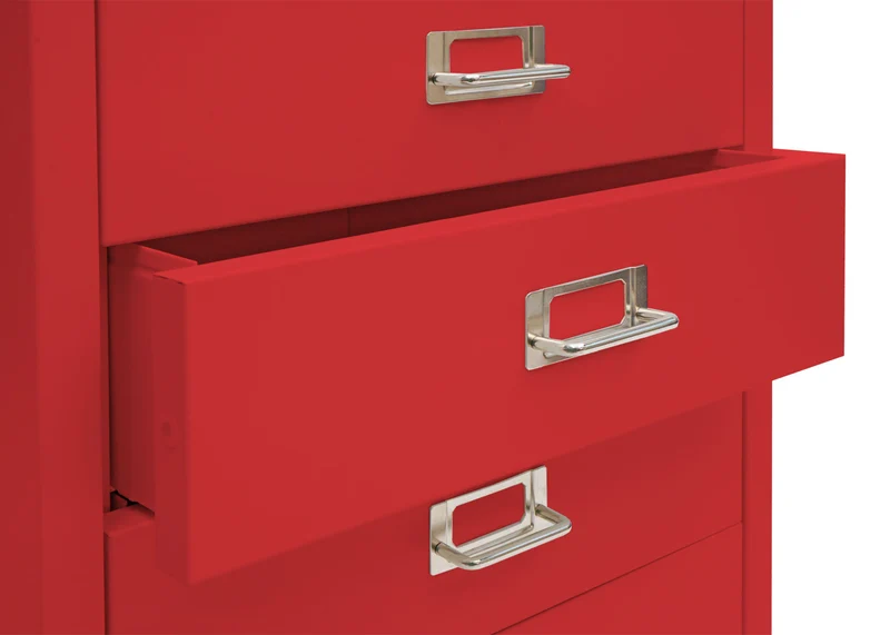 Caisson à tiroirs meuble de bureau 55 x 40 x 41 cm 4 tiroirs en métal rouge 04_0008268