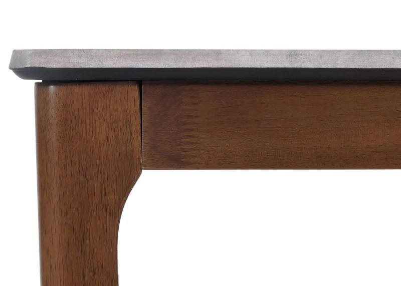 Table de salle à manger en bois et HPL 135 x 80 cm aspect béton pieds marron 04_0008544