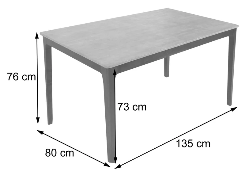 Table de salle à manger en bois et HPL 135 x 80 cm aspect béton pieds marron 04_0008544