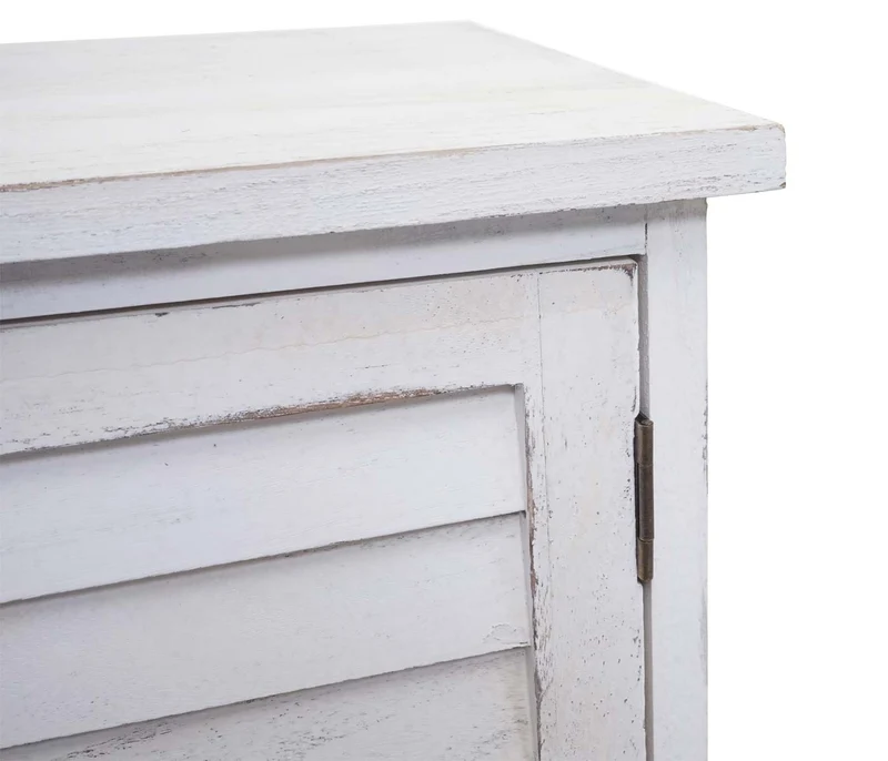Meuble sous lavabo sous-vasque avec tiroirs panier en bois blanc vieilli 60x65x31 cm 04_0007844