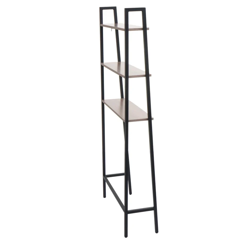 Étagère sur pied pour salle de bain étagère pour machine à laver échelle design industrielle bois gris-marron et métal 155x64x25 cm 04_0008695