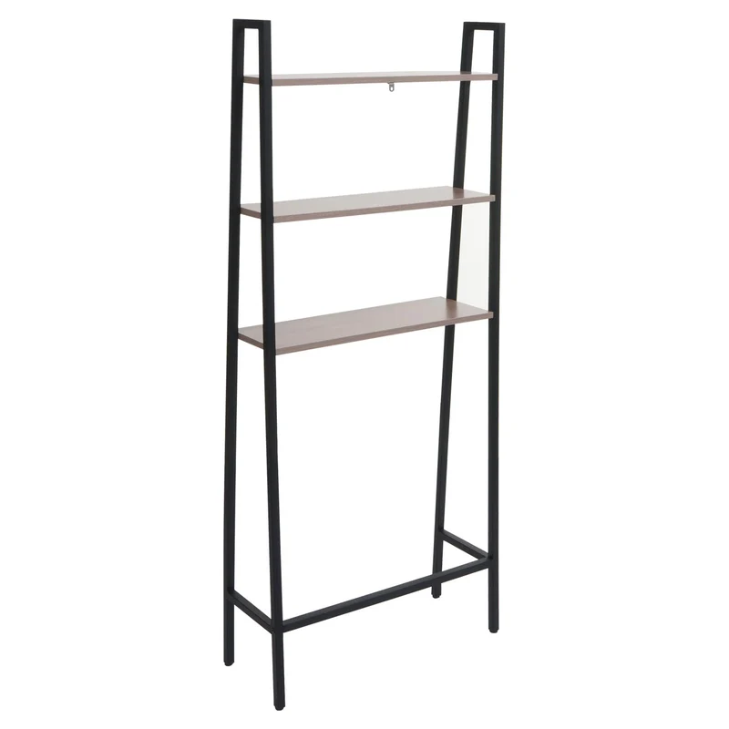 Étagère sur pied pour salle de bain étagère pour machine à laver échelle design industrielle bois gris-marron et métal 155x64x25 cm 04_0008695