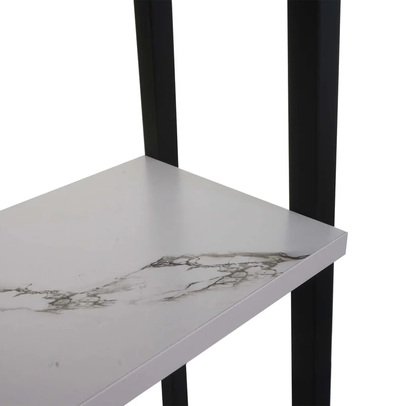 Étagère sur pied pour salle de bain étagère pour machine à laver échelle bois aspect marbre blanc et métal 155x64x25 cm 04_0008694