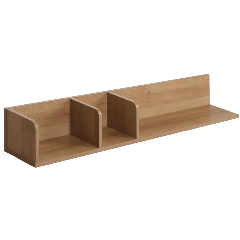 Étagère murale suspendue étagère en bois 3 compartiments en bois de manguier clair 20x120x21 cm 04_0008685
