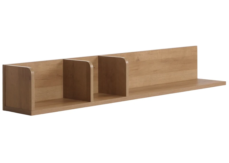 Étagère murale suspendue étagère en bois 3 compartiments en bois de manguier clair 20x120x21 cm 04_0008685
