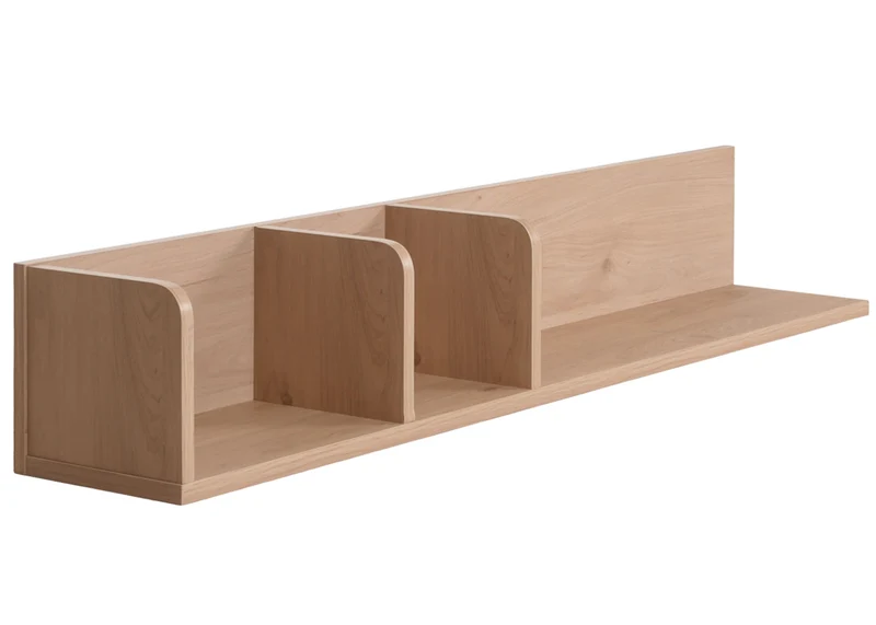 Étagère murale suspendue étagère en bois 3 compartiments en bois de manguier beige 20x120x21 cm 04_0008684