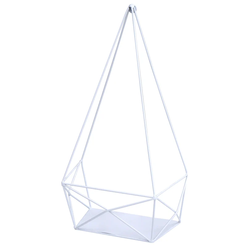 Étagère murale suspendue étagère décorative en métal blanc 44x23x11 cm 04_0008679