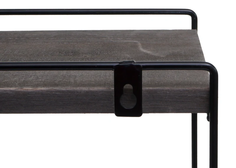 Étagère murale suspendue étagère de cuisine en bois gris foncé et métal design industriel 2 étagères 50x35x17 cm 04_0008669