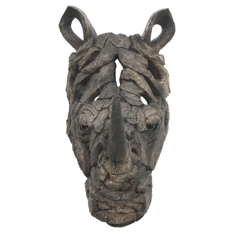 Tête de rhinocéros décorative décoration murale trophée en polyrésine intérieure et extérieure 26 cm 04_0008615