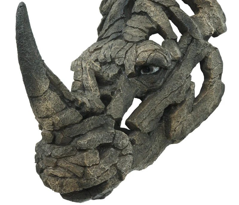 Tête de rhinocéros décorative décoration murale trophée en polyrésine intérieure et extérieure 26 cm 04_0008615