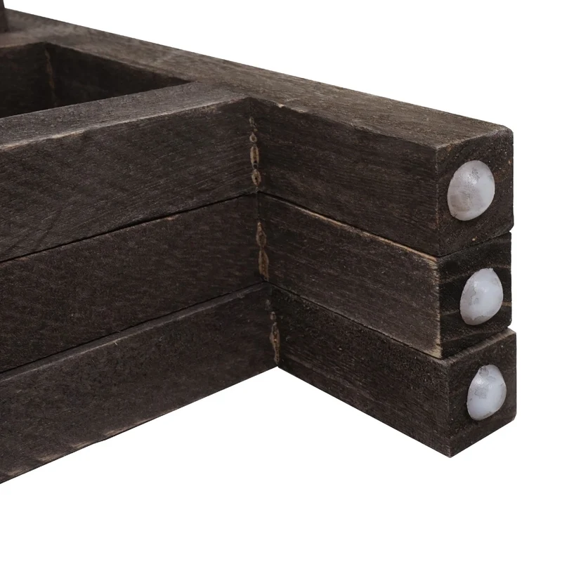 Étagère à plantes sur pied support à fleurs trois paniers jardinière 65x108x15 cm bois aspect vieilli vintage gris-brun 04_0008699
