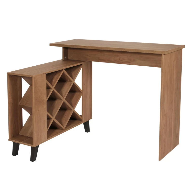 Table de bar comptoir table casier à vin compartiments de rangement 93 x 120 x 98 cm MDF marron 04_0008515