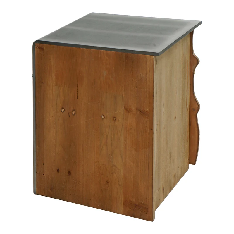 Table d'appoint commode chevet armoire industrielle en bois de sapin 60 x 50 x 40 cm naturel avec aspect métal 04_0008499