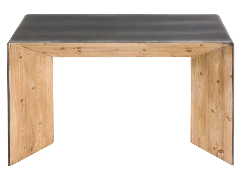 Table console table d'appoint design industrielle bois massif mvg 80 x 120 x 40 cm naturel aspect métal 04_0008491