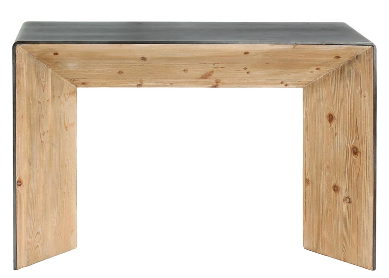 Table console table d'appoint design industrielle bois massif mvg 80 x 120 x 40 cm naturel aspect métal 04_0008491