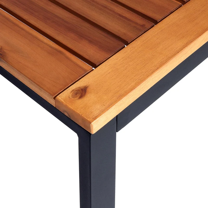 Salon de jardin canapé table aluminium et bois d'acacia avec coussins gris clair 04_0008312