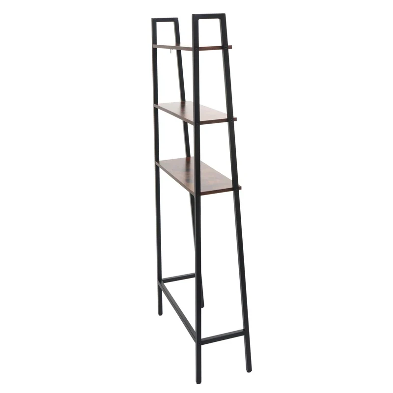 Étagère sur pied salle de bain rangement machine à laver échelle industrielle en métal et bois 155x64x25 cm 04_0008692