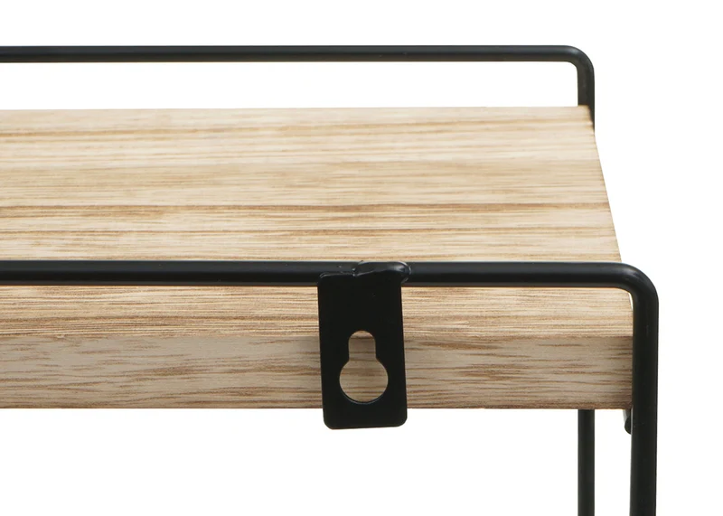 Étagère murale suspendue de cuisine design industriel 2 étagères 50x35x17 cm en bois clair et métal 04_0008671
