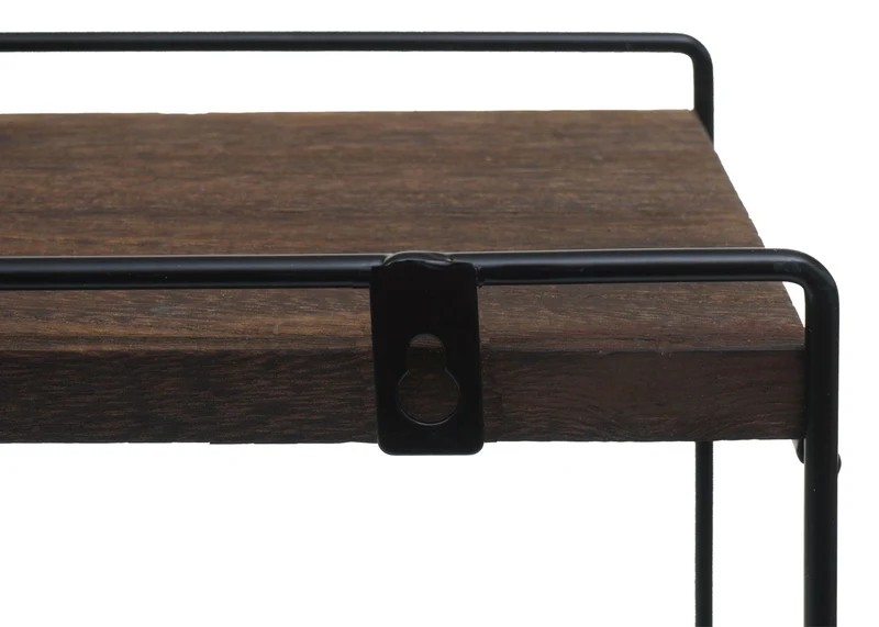 Étagère murale suspendue de cuisine design industriel 2 étagères 50x35x17 cm en bois marron foncé et métal 04_0008670