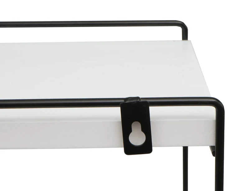 Étagère murale suspendue de cuisine design industriel 2 étagères 50x35x17 cm en bois blanc et métal 04_0008668