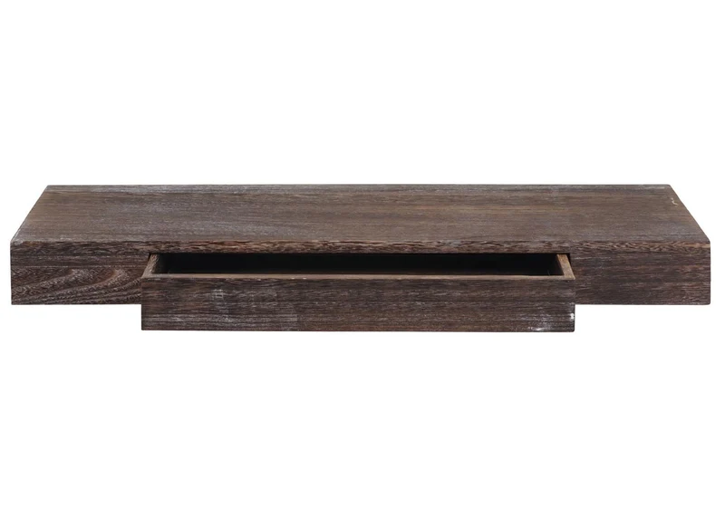 Étagère murale avec tiroir de rangement 8x80x25 cm en bois marron vieilli 04_0008653