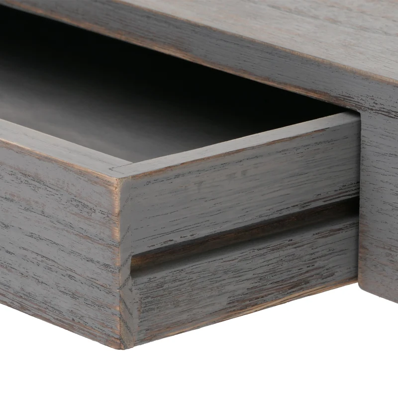 Étagère murale suspendue avec tiroir de rangement 8x80x25 cm en bois gris vieilli 04_0008652