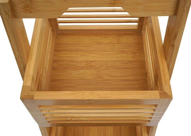Étagère sur pied rangement de salle de bain avec 3 paniers en bambou 77x23x30 cm 04_0008647