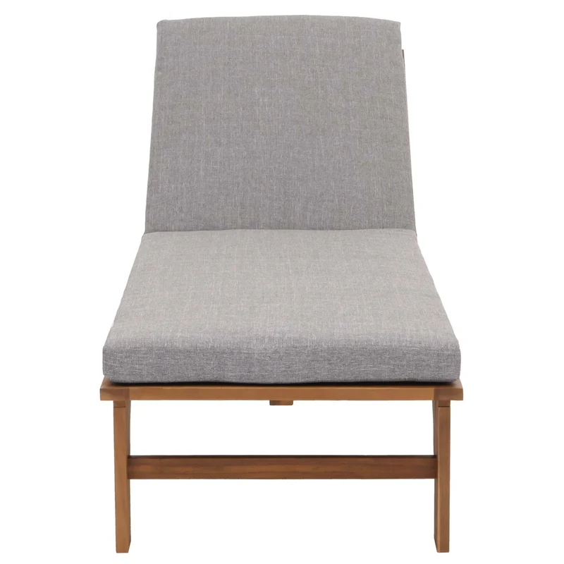 Transat de jardin chaise longue en bois et osier décoratif en polyrotin coussin gris 04_0008608