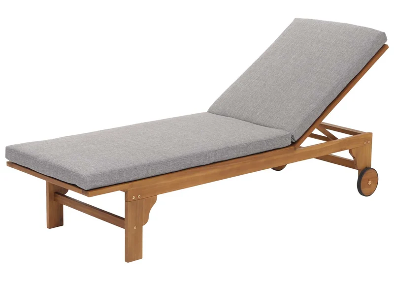 Transat de jardin chaise longue en bois et osier décoratif en polyrotin coussin gris 04_0008608