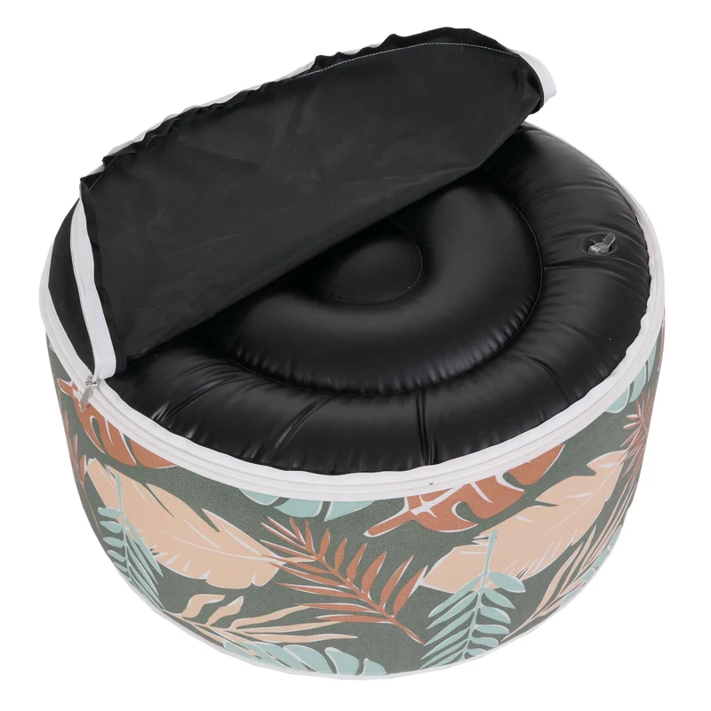 TaboureT repose-pieds pouf de jardin gonflable intérieur/extérieur poly filé 29x55 cm motif feuille 04_0008598
