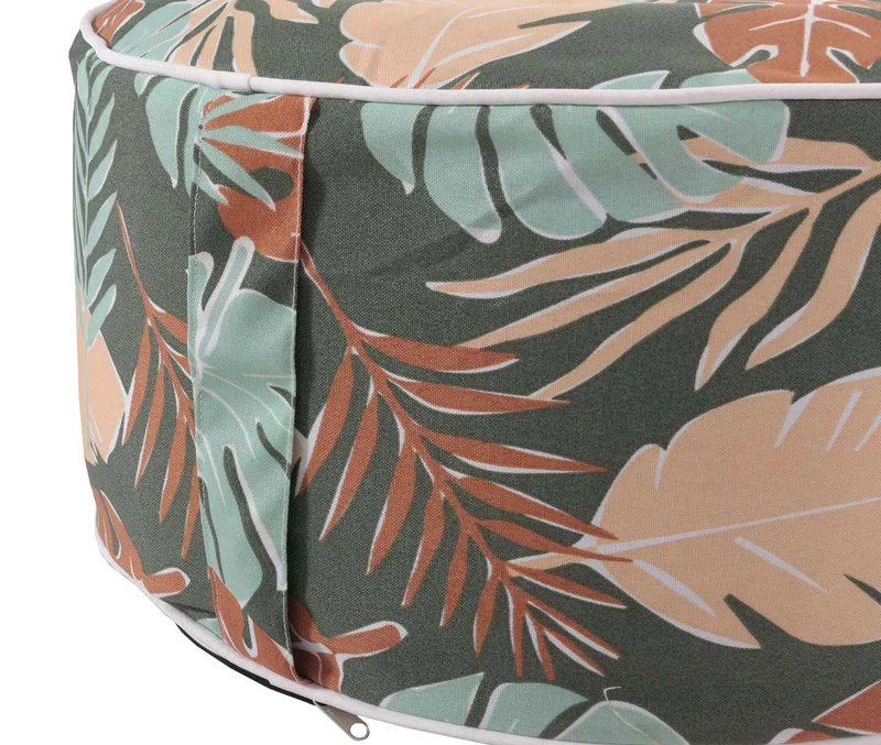 TaboureT repose-pieds pouf de jardin gonflable intérieur/extérieur poly filé 29x55 cm motif feuille 04_0008598