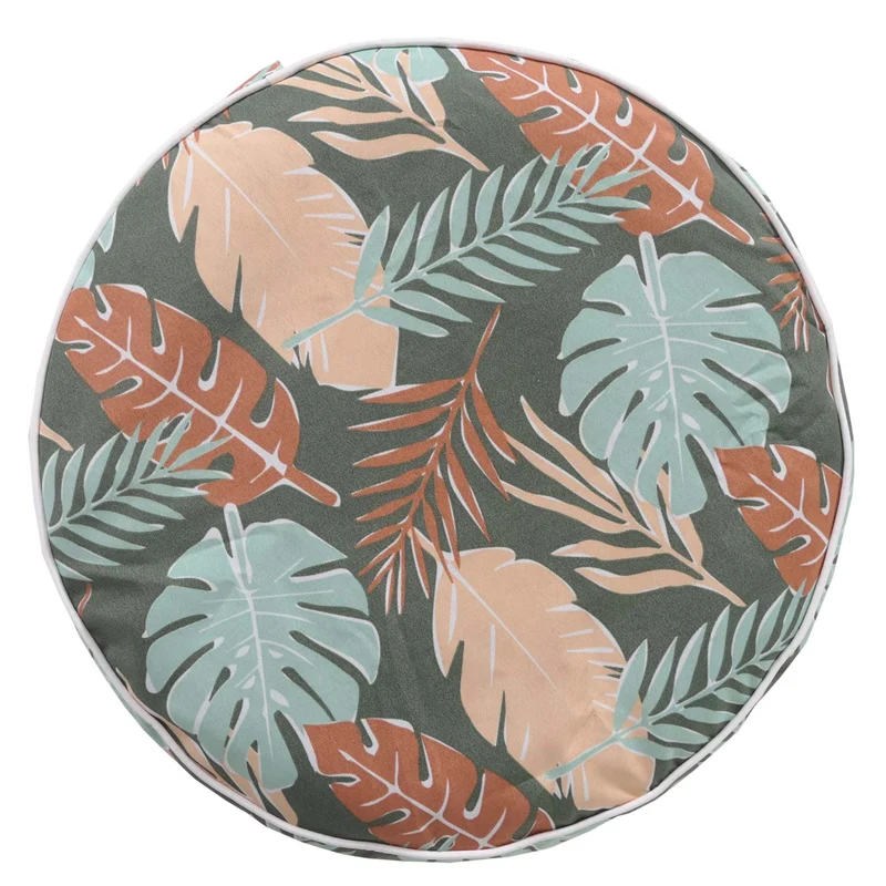 TaboureT repose-pieds pouf de jardin gonflable intérieur/extérieur poly filé 29x55 cm motif feuille 04_0008598