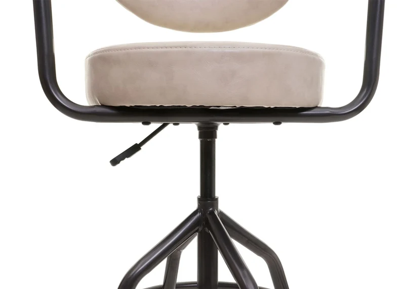 Tabouret de bar chaise comptoir x1 pivotant réglable en hauteur aspect daim industriel beige vintage 04_0008584