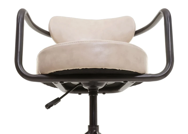 Tabouret de bar chaise comptoir x1 pivotant réglable en hauteur aspect daim industriel beige vintage 04_0008584
