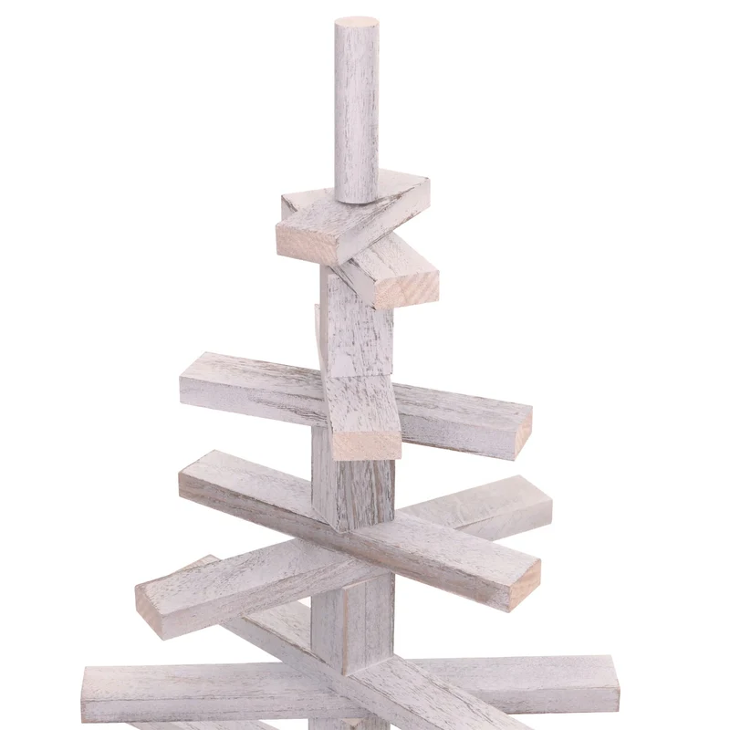 Sapin de noël décoratif décoration de noël aspect vieilli bois de sapin réglable 130x82x82 cm blanc 04_0008327