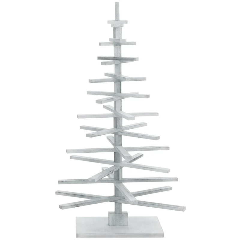 Sapin de noël décoratif décoration de noël aspect vieilli bois de sapin réglable 130x82x82 cm blanc 04_0008327