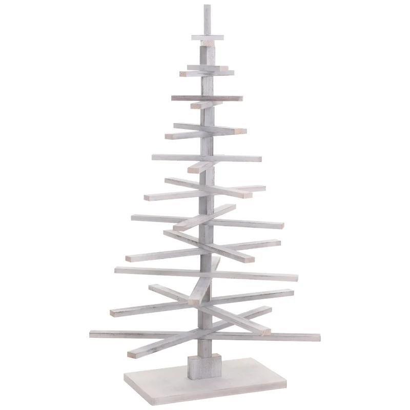 Sapin de noël décoratif décoration de noël aspect vieilli bois de sapin réglable 130x82x82 cm blanc 04_0008327