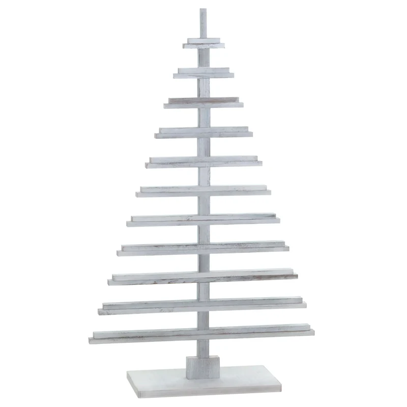 Sapin de noël décoratif décoration de noël aspect vieilli bois de sapin réglable 130x82x82 cm blanc 04_0008327