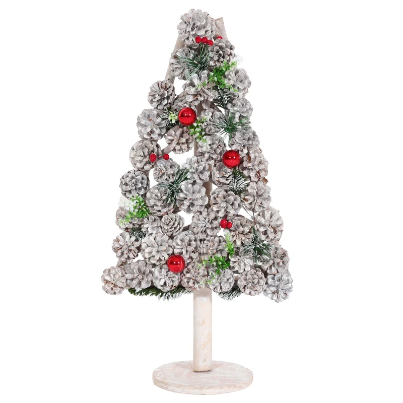 Sapin de noël décoratif décoration de noël pommes de pin bois 60x32x17 cm 04_0008329