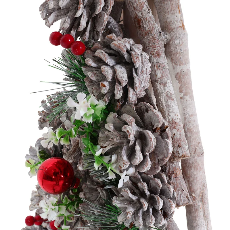 Sapin de noël décoratif décoration de noël pommes de pin bois 60x32x17 cm 04_0008329